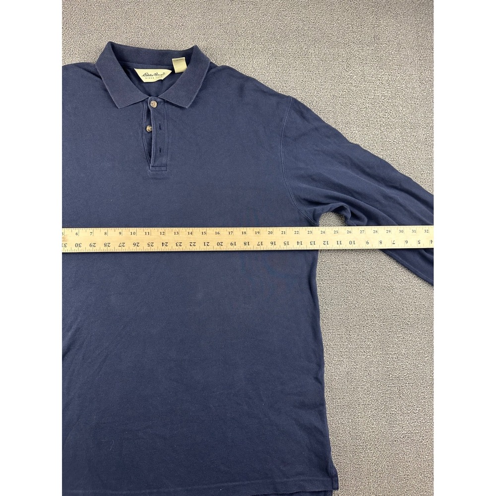 Vintage Eddie Bauer Polo Shirt Men L Tall Blue Long Sleeve Cotton Collared 90s - Picture 7 of 13